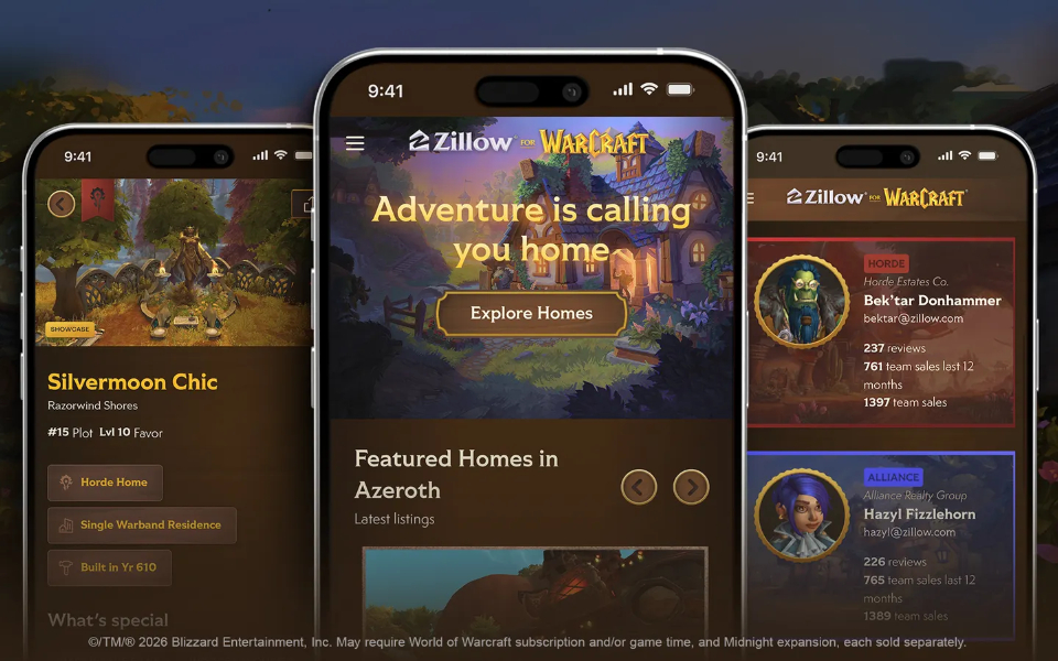 房地产市场平台Zillow与《魔兽世界》合作展示游戏内房屋